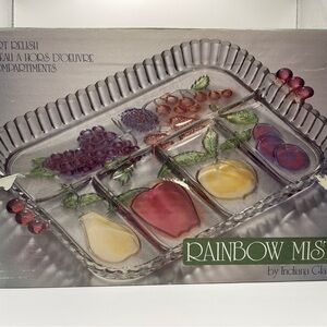 Indiana Glass Rainbow Mist Relish Tray